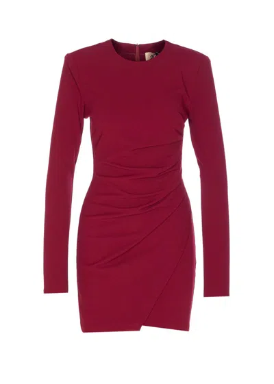 Aniye By Sienna Long-sleeve Ruched Dress In Red