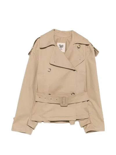 Aniye By Dyla Double-breasted Belted Jacket In Neutral