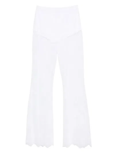Aniye By Gerade Hose Mit Spitzenstickerei In White
