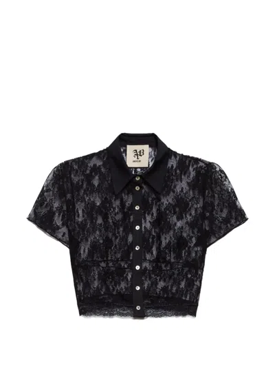 Aniye By Era Floral-lace Cropped Shirt In Black