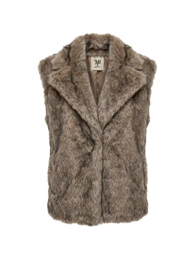 Aniye By Faux-fur Notched-lapels Gilet In Brown