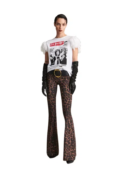 Aniye By Flared Woman  Leopard In White