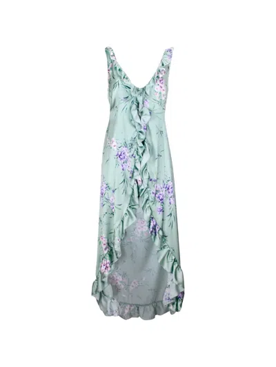 Aniye By Floral-print Ruffled Midi Dress In Green