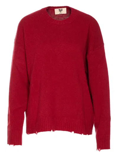 ANIYE BY FRAYED-HEM CREW-NECK SWEATER