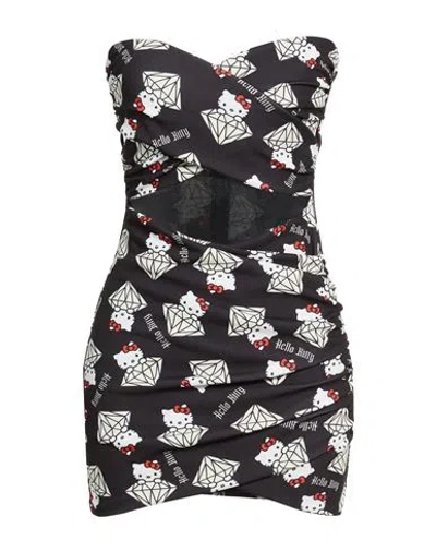 Aniye By Hello Kitty And Friends Woman Mini Dress Black Size 8 Polyester, Elastane