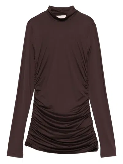 Aniye By High-neck Ruched Top In Brown