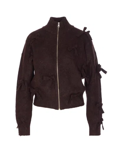 Aniye By Holly Knitted Zip Bomber In Brown