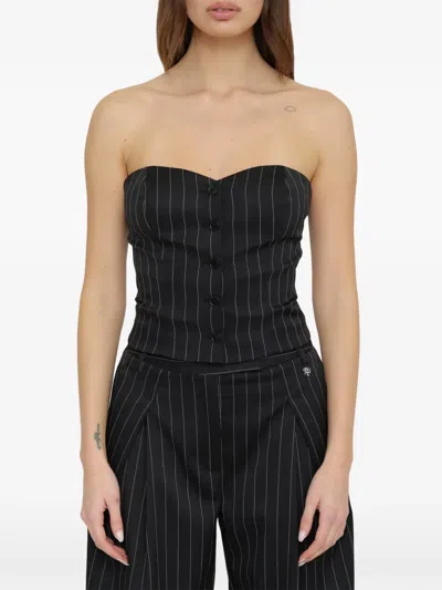 Aniye By Irina Pinstripe Button-front Top In Black