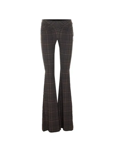 Aniye By Jodi Check Flared Trousers In Brown