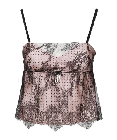 Aniye By Lace Crop Top In Blackpowder Pink