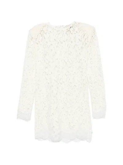 Aniye By Lace-overlay Long-sleeve Mini Dress In White