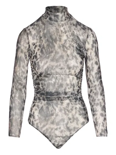 ANIYE BY LEOPARD-PRINT HIGH-NECK BODYSUIT