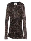 Aniye By Leopard-print Mesh Mini Dress In Brown