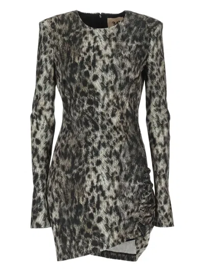 Aniye By Leopard-print Ruched Dress In Black