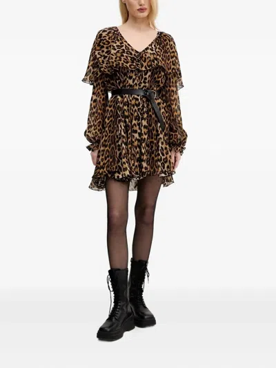 Aniye By Leopard-print Ruffled Dress In Brown