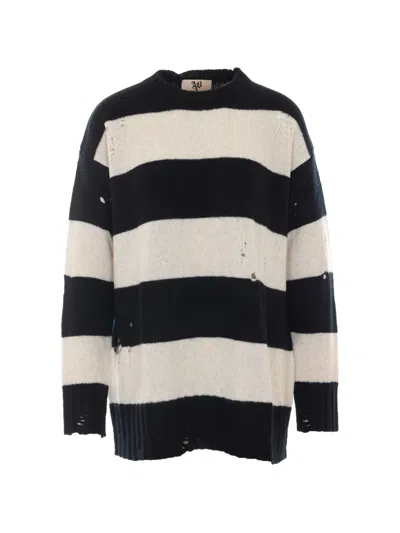Aniye By Distressed Striped Wool Sweater In Multi