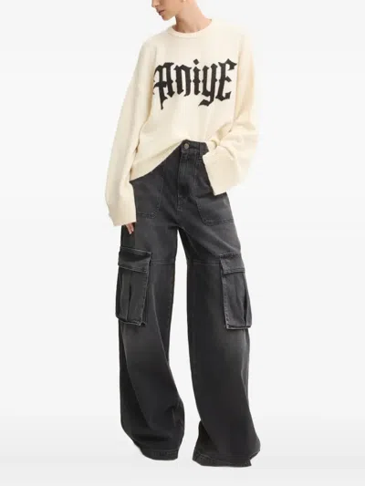 Aniye By Logo-intarsia Sweater In Gray