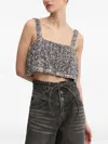 Aniye By Lux Sequinned Square-neck Top In Gray