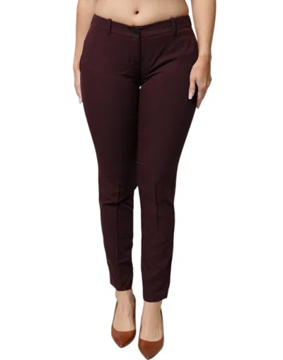 Pre-owned Aniye By Maroon Mid Waist Tapered Skinny Dress Women's Pants () In Burgundy