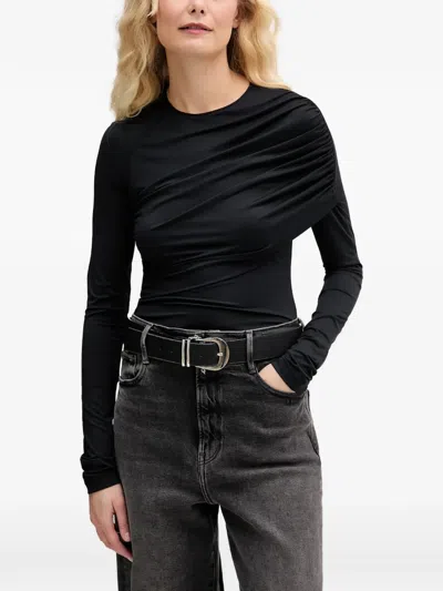 Aniye By Mavis Draped Long-sleeve T-shirt In Black