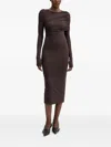 Aniye By Mavis Draped Long-sleeved Midi Dress In Brown
