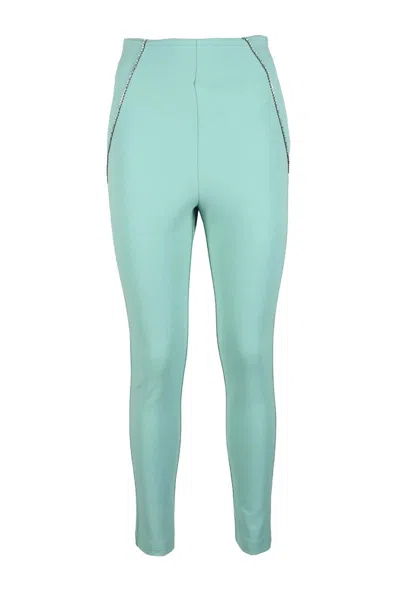 Aniye By Mint Green Cropped Trousers With Slim Tapered Silhouette In Blue