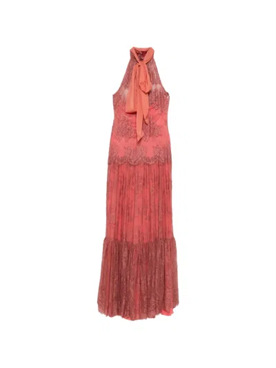 Aniye By Noa Lace Tiered Maxi Dress In Pink
