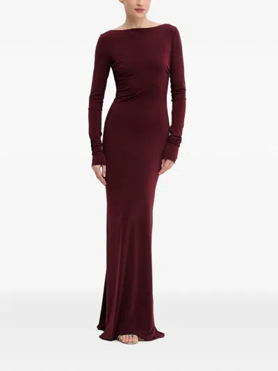 Aniye By Norah Open-back Ruched Maxi Dress In Burgundy