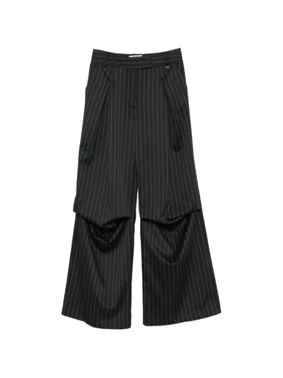 Aniye By Pinstripe-pattern Draped Trousers In Black