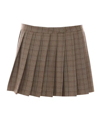 Aniye By Pleated Check Mini Skirt In Neutral