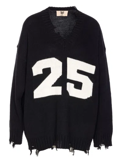ANIYE BY PULL COLLEGE EMBROIDERED V-NECK SWEATER