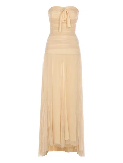 Aniye By Raquel Tulle Maxi Dress In Nude