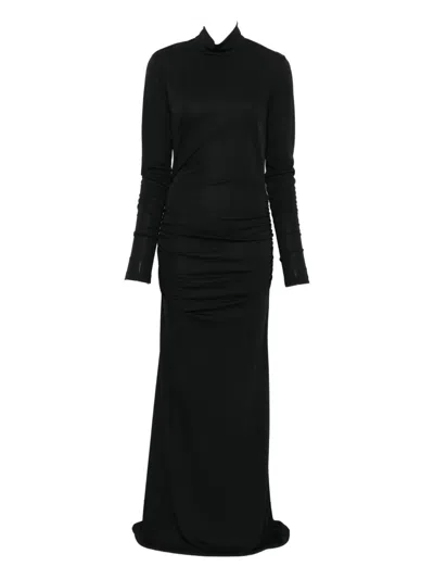 Aniye By Roll-neck Gathered Dress In Black