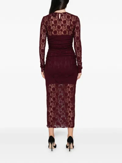 Aniye By Ruched Lace Dress In Red