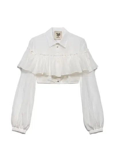 Aniye By Ruffled Cropped Shirt In White