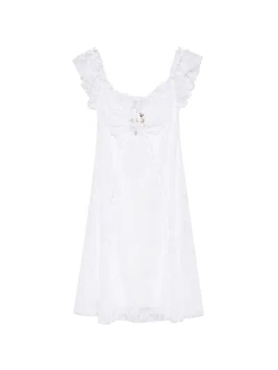 Aniye By Ruffled Lace-overlay Mini Dress In White