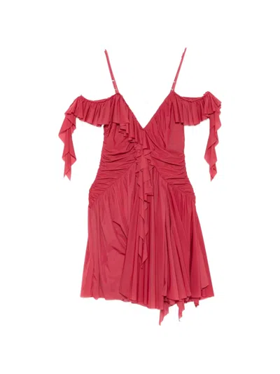 Aniye By Ruffled V-neck Mini Dress In Red