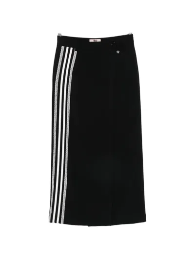 Aniye By Sandy Lace-trim Striped Maxi Skirt In Black