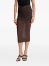 Aniye By Scandal Ruched Semi-sheer Midi Skirt In Brown