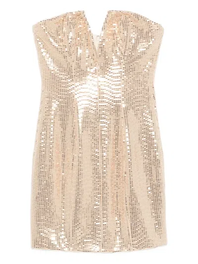 Aniye By Sequin-embellished Strapless Mini Dress In Neutral
