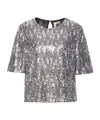 Aniye By Sequin-embellished Short-sleeve Top In Silver
