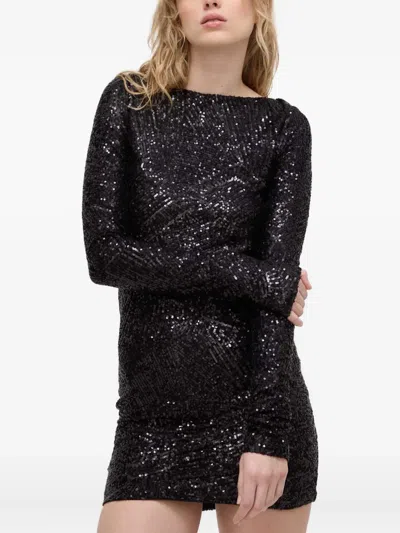 Aniye By Sequinned Backless Mini Dress In Black
