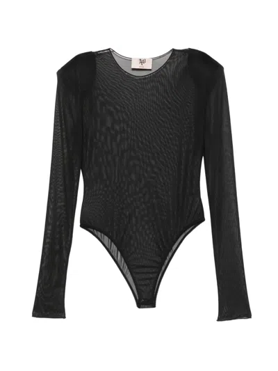 Aniye By Sheer Long-sleeve Bodysuit In Black