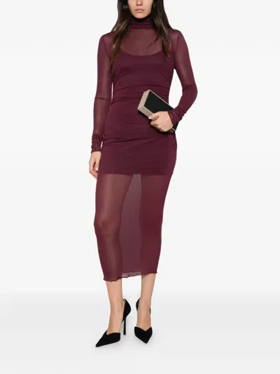 Aniye By Sheer-panelled Ruched Dress In Red