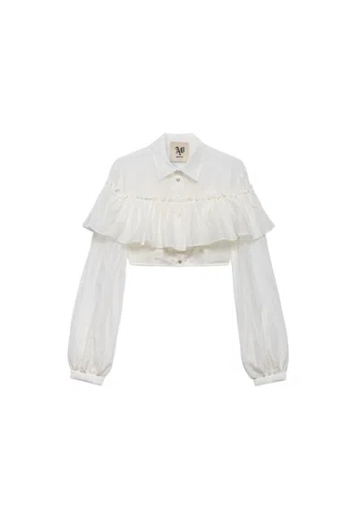Aniye By Shirt Crop Carmen Woman  With Rouches In White