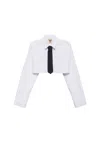 Aniye By Shirt Crop Moon Woman  With Tie In White