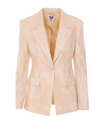 Aniye By Silva Lace Embroidered Blazer In Brown