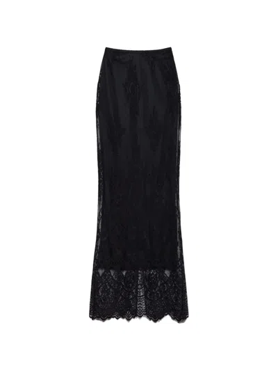 Aniye By Silva Lace Floral-pattern Midi Skirt In Black