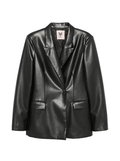 Aniye By Single-breasted Faux-leather Blazer In Black
