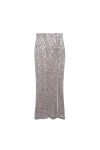 Aniye By Rose Full Sequin Stretch Fabric Skirt In Silver